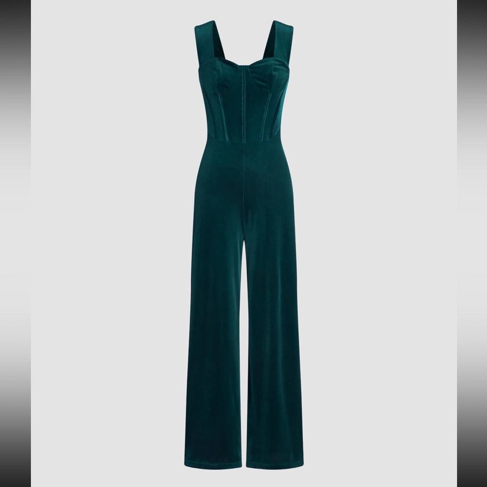 VELVET RETRO SOLID JUMPSUIT